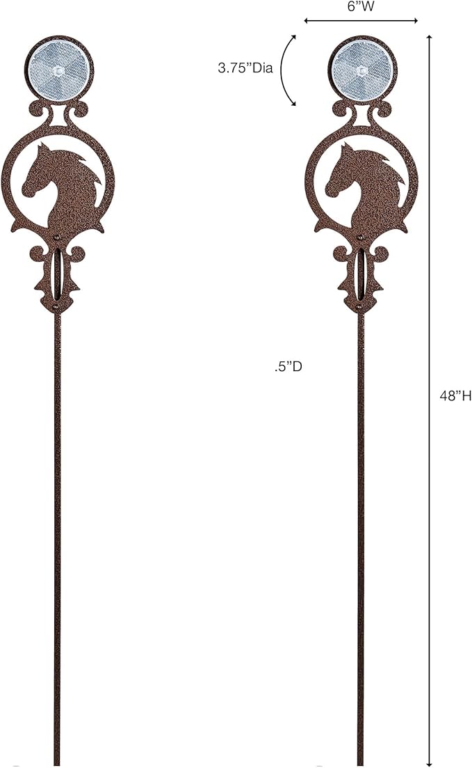 Touch of Class Pathways Reflective Driveway Marker Stake Set of Two for Outdoor Use | Horse Silhouette Design | Personalized Tall Reflector Set of 2 | Weathered Bronze Durable Finish