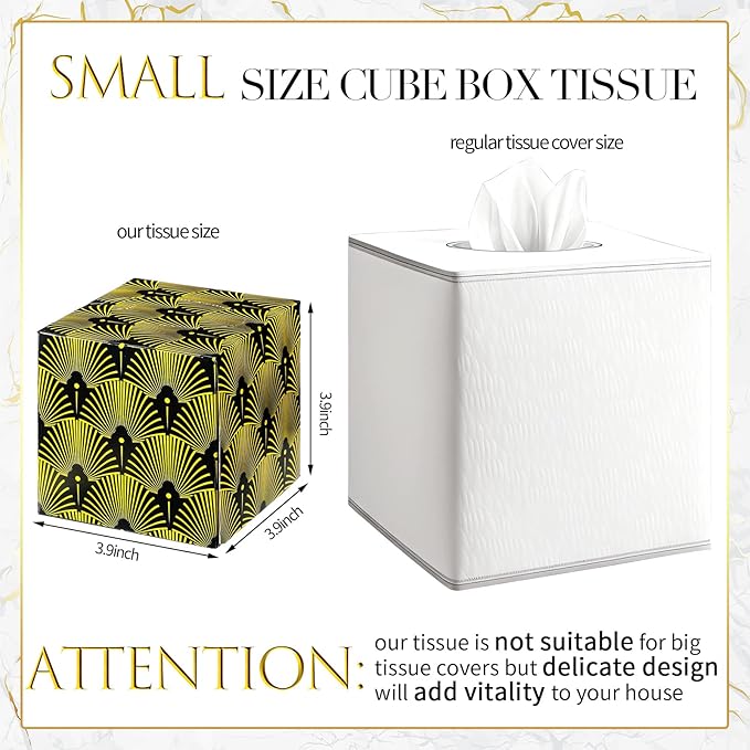 24 Boxes Tissues Cube Box Facial Tissues Boxes Geometry Flower Designed Tissues 2 Ply 80 Sheets Each Box Facial Tissues Household Tissues for Bathroom Kitchen Bedroom (Geometry)