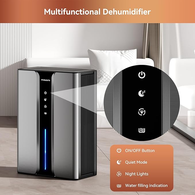 95oz Home Dehumidifier, (950 sq.ft) Quiet dehumidifier for Bedroom Bathroom with Drain Hose, with Air Reusable Filter Indoor deshumidificador for Basement RV Closet