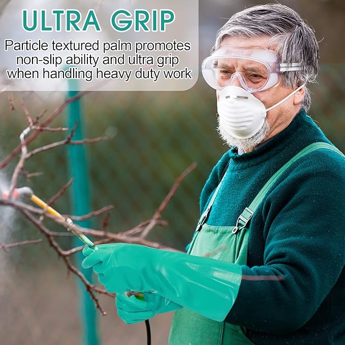 10 Pairs Chemical Resistant Gloves Heavy Duty Thick Nitrile Gloves Bulk for Cleaning, Resist Household Acid, Alkali and Oil (X-Large)