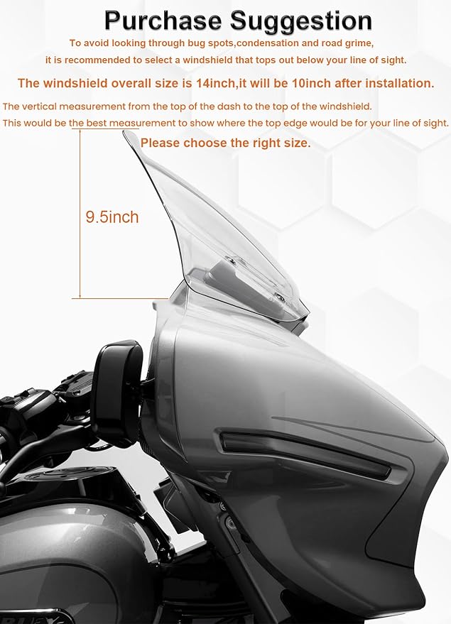10" Wave Windshield Windscreen Wind Splitter Compatible with Harley Davidson Touring CVO Street Glide FLHXSE 2023-up,Street Glide FLHX 2024-up & FLXHU 2025-up (Clear)