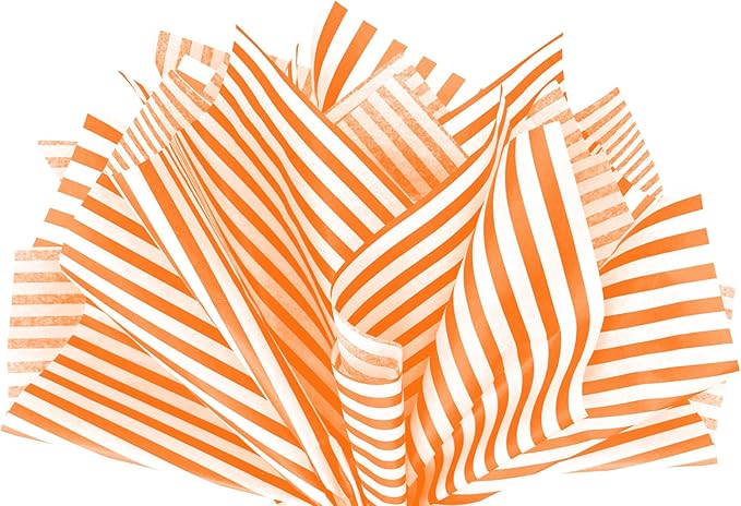 Flexicore Packaging Orange Pin Stripe Print Gift Wrap Tissue Paper Size: 15 Inch X 20 Inch | Count: 10 Sheets | Color: Orange Pin Stripe