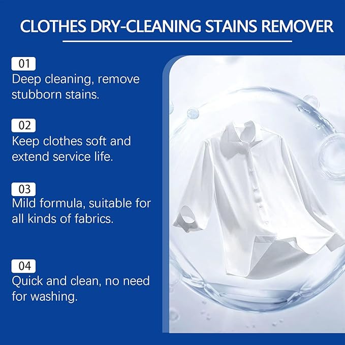 Laundry Spot Cleaner - Dry-Cleaning Stain Removal Spray, Easy Application, Gentle On Sensitive Fabrics, Effective Stain | Wool Silk Clothing Cleaner For Women, Quick Dirt Removal, Home