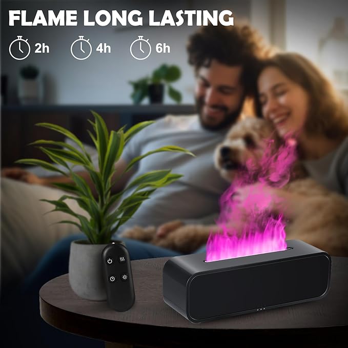 7Color Flame Diffuser, Bonfire and Fireplace 10.7"3"3.1" (Black)