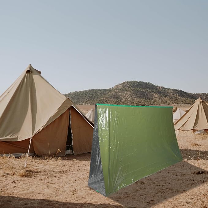 GALPADA Emergency Thermal Survival Blanket Tent Green Multi-use Outdoor Camping Shelter for Hiking and Rescue