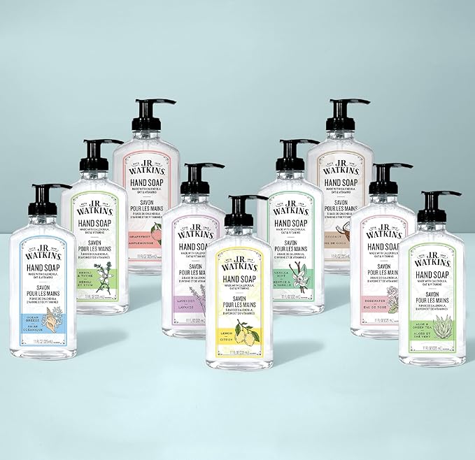 J.R. Watkins Gel Hand Soap Refill, Moisturizing Hand Wash, Formulated with Plant-Based Cleansers, Alcohol-Free, Cruelty-Free, Rosewater, 34 Fl Oz, 2 Pack
