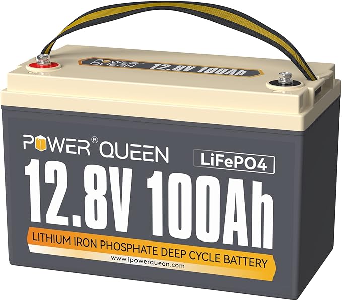 Power Queen 12.8V 100Ah LiFePO4 Battery, Built-in 100A BMS, Group 31 Lithium Battery 1280Wh, Up to 15000+ Cycles, Support in Series/Parallel, Perfect for Solar Home System, RV, Off-grid Cabin