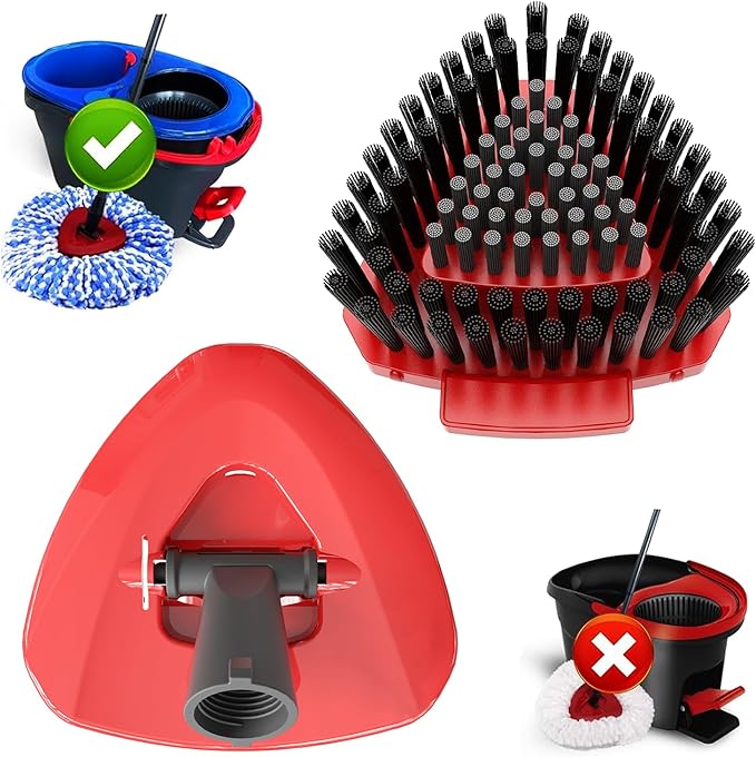 Small Spin Mop Replace Head Base + Scrub Brush for O Cedar 2-Tank RinseClean,1 Mop Scrubber Brush and Mop Base Combo Set,Great for Kitchen, Deck, Bathroom and Shower Floor Scrubber