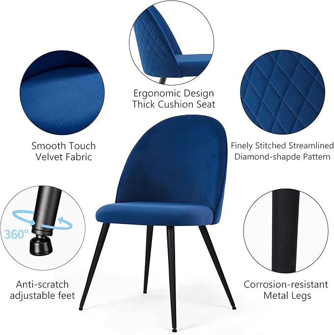 5-Pieces Small Round Kitchen Dining Table Set for 4, Contemporary Glass Dining Room Breakfast Table Set with Upholstered Dining Accent Chairs Curved Backrest, Dinette Set for Apartment