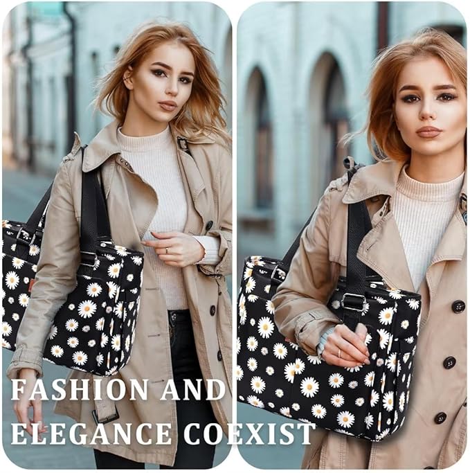 Large Floral Insulated Handbag for Women Work, 12L Leakproof Lunch Cooler Tote with Storage Pocket, Reusable for Picnic Hiking