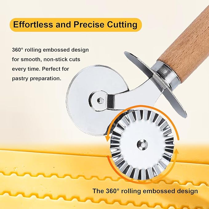 Pastry Double Cutter Wheel,Dual-Head Baking Tool for Home and Kitchen Use,Ravioli Cutter
