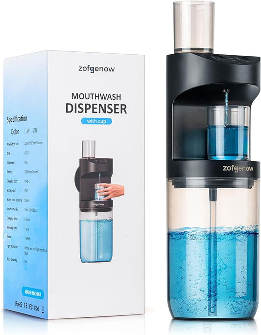 Automatic Mouthwash Dispenser for Bathroom,Bathroom Accessories 19.4 Fl Oz Dispensers with Magnetic Cups,Wall Mounted Dispenser,Suitable for All Age Groups,Black
