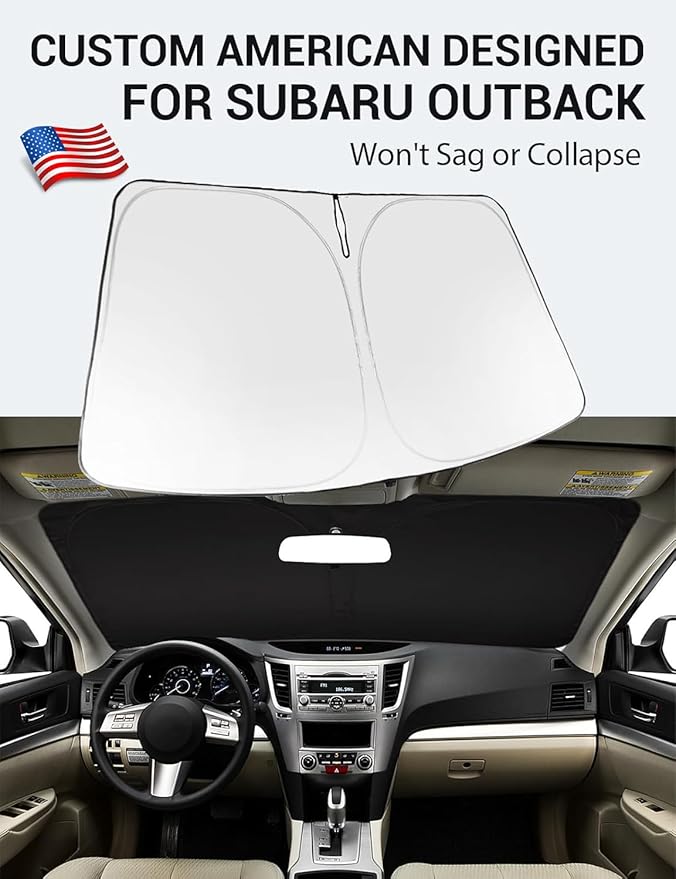 Proadsy 2025 Upgrade Windshield Sun Shade Custom Fit 2010-2014 Subaru Outback Foldable Front Sunshade Protector Sun Visor Blocks UV Rays Keep Car Cooler