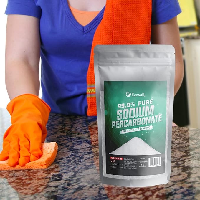 Sodium Percarbonate, 99.9% Pure Oxygen Bleach Powder, Laundry Stain Remover, Whitener, and Detergent Booster, Dishwasher Cleaner and Deodorizer, 10 lbs (160 oz), Pack of 1