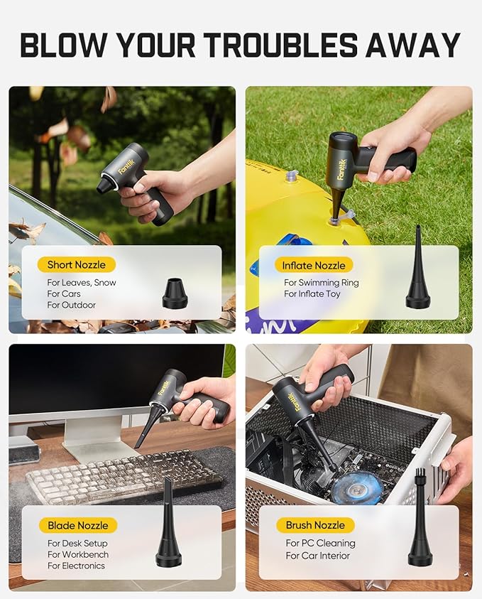 Fanttik B10 Pro Electric Air Duster, 110000RPM Brushless Motor, Compressed Air Duster, Mini Blower with One-tap Booster, 3 Gears Adjustable, Electric Duster for PC, Keyboard, Electronics and Workbench