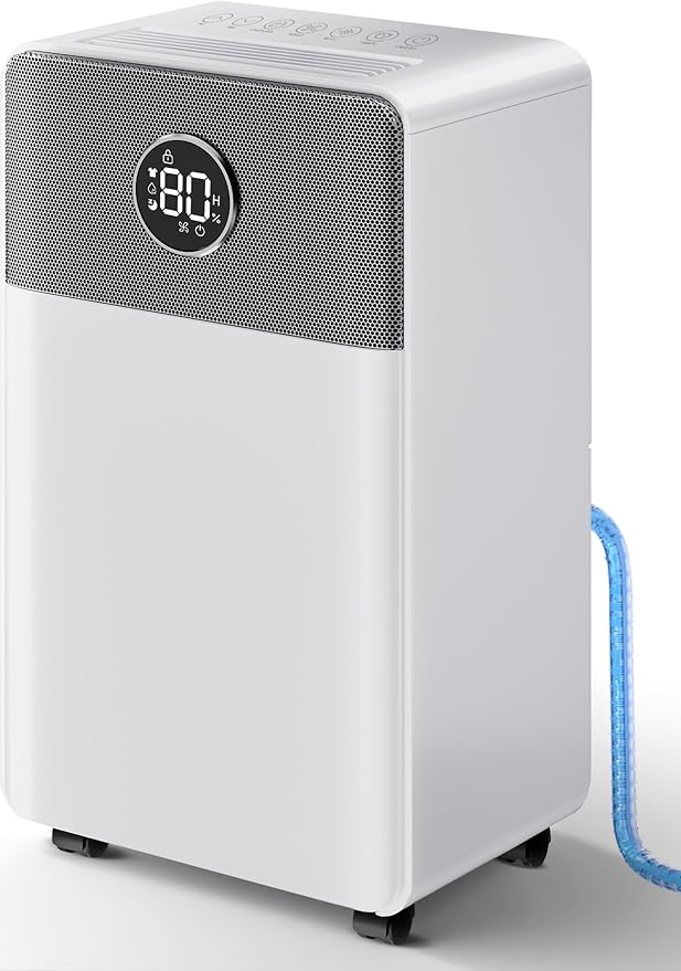 2500 Sq.Ft Dehumidifier with Drain Hose for Basement and Home Large Bedroom Bathroom, 35 Pints Dehumidifiers with Auto Shut Off, Intelligent Humidity Control, Auto Defrost, 3 Modes, 24HR Timer