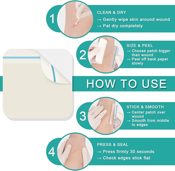 Hydrocolloid Dressing Bandages 4x4 Inch 20 Pack Waterproof Wound Care Pads Hydrocolloid Patch Bandage Adhesive Gel Cushioning Promotes Faster Healing
