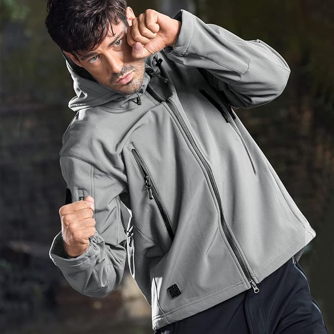 FREE SOLDIER Men's Outdoor Waterproof Soft Shell Hooded Military Tactical Jacket