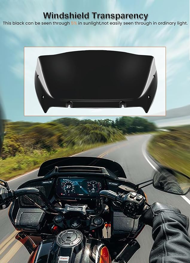 9" Wave Windshield Windscreen Wind Splitter Compatible with Harley Davidson Touring CVO Road Glide FLTRXSE 2023-up,CVO Road Glide ST FLTRXSTSE 2024-up,Road Glide FLTRX 2024-up (Black)