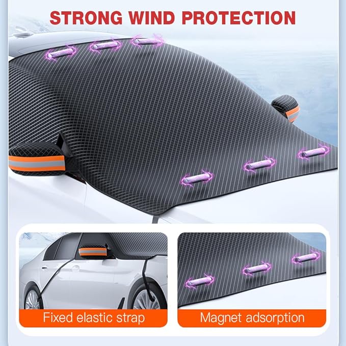 All Seasons Sunshade Ice Cover, 2025 New Magnetic Car Windscreen Cover, Heavy Duty Automotive Windshield Cover for SUV and Sedan (1 * Green)