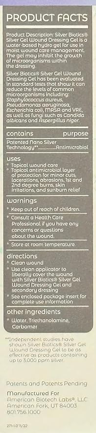 Silver Biotics Silver Wound Healing Gel | Layer of Protection for Cuts, Irritations, and Burns | 4 oz