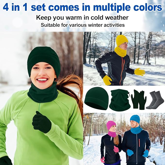 Liitrsh 148 Pcs Bulk Winter Fleece Hats Gloves Scarf Sock Sets for Men Women, Beanies for Homeless Donation Charity Bundle