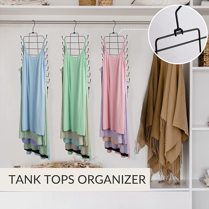ZEDODIER 4 Pack Tank Top Hanger Space Saving, Bra Hangers for Closet Organizer, Hanging Bra Organizer Tank Tops Holder with 32 Hooks, Metal Closet Organizers and Storage Small Space Solutions, Silver