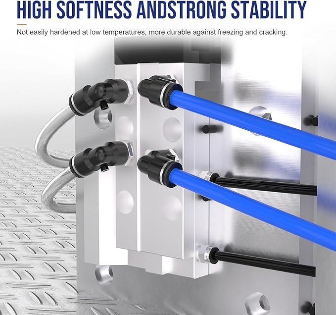 1/4 Air line,1/4 inch OD Air Hose Kit,Airline Tubing Repair Kit Compressor Tube with Push to Connectors Fittings (Blue-32.8FT/10M)