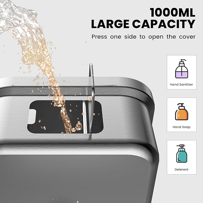 interhasa! Commercial Soap Dispenser Wall Mount 304 Stainless Steel Manual Commercial Liquid Soap Dispenser for Bathroom Matte Silver Vertical Style
