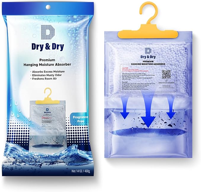 Dry & Dry 20 Pack Moisture Absorbers for Home, Basement & Bedroom - Small Dehumidifiers