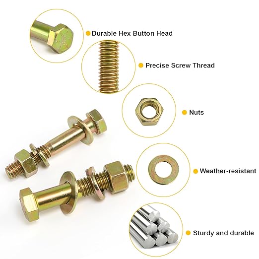 1320Pcs Nuts and Bolts Assortment Kit, 16 Sizes Includes 1/4-20 5/16-18 3/8-16 1/2-13, SAE Grade 8 Alloy Steel Hex Cap Screws Nuts Washers with Wrenches Assortment Kit THLSTZ1320pcs