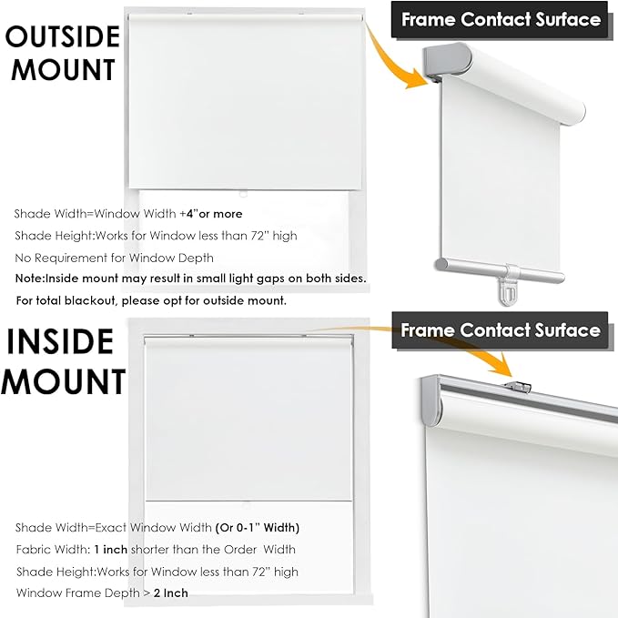 Cordless 100% Blackout Roller Shades for Windows,UV Protection Pull Down Shades,Room Darkening Door Blinds Thermal Insulated Fabric for Home Office and Bedroom(71" W x 72" H,White)