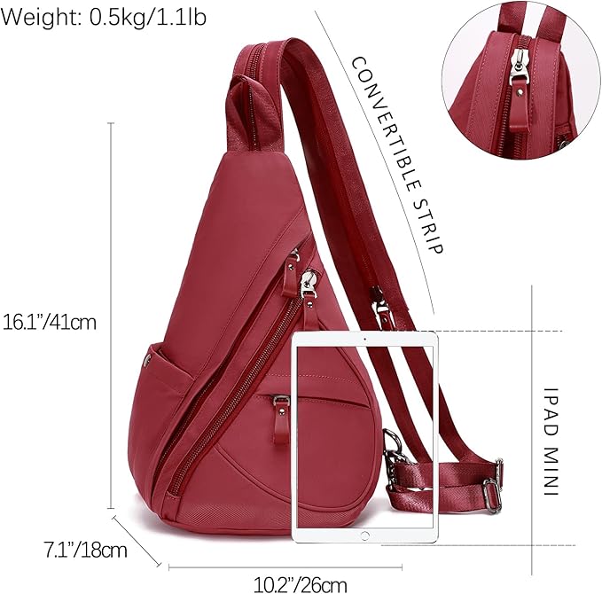 KL928 Nylon Sling Bag - Small Crossbody Backpack Shoulder Casual Daypack Multipurpose Rucksack for Men Women