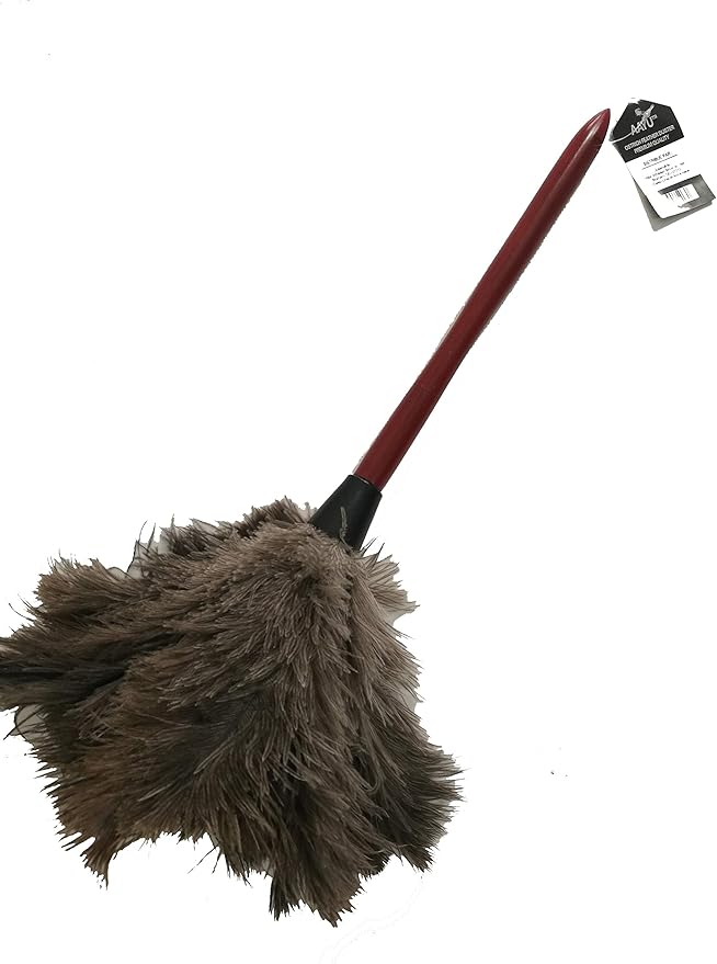 AAYU Premium 21" to 23" Feather Cleaning Duster | Natural Duster for House Cleaning Supplies | Feather Moping | Genuine Ostrich Feathers with Long Wooden Handle | Easy to Clean Dust (50 cm)