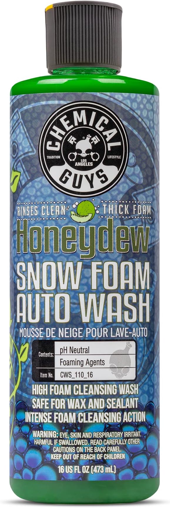Chemical Guys CWS_110_16 Honeydew Snow Foam Car Wash Soap (Works with Foam Cannons, Foam Guns or Bucket Washes) Safe for Cars, Trucks, Motorcycles, RVs & More, 16 fl oz, Honeydew Scent
