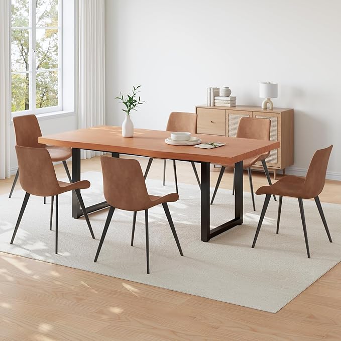 63" Wooden Dining Table for 4-6, Modern Kitchen Table Set, Thickened MDF Living Room Table for Dining Room, Kitchen, Office