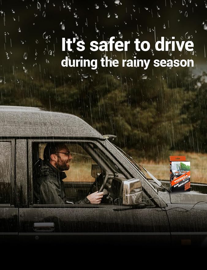Rain Repellent with Cleaning Cloth, Glass Cleaner, Washer Fluid, Water Repellent Wiper for Car Windshield Windscreen Windows Mirrors Glasses Ultimate Visibility & Safety 3.38 FL.OZ.