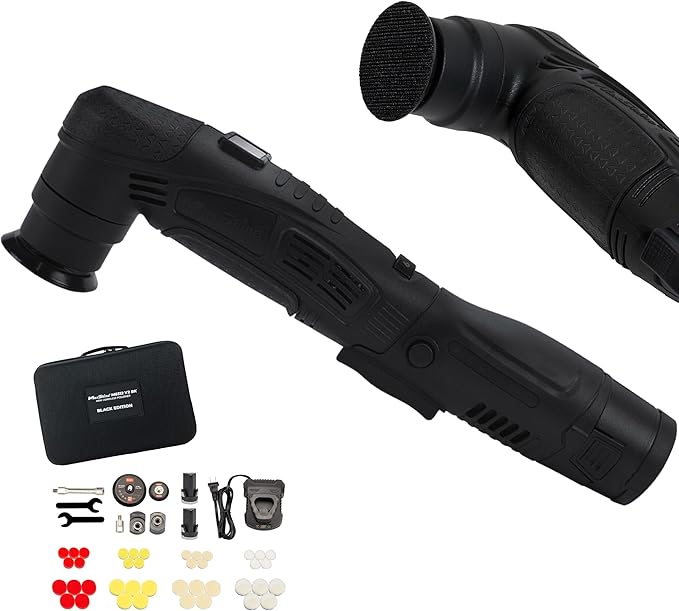 Maxshine Professional Portable Cordless Polisher M0312 V2 (Black) | Lightweight 1.93 lbs Portable DA/Rotary Car Buffer | 6-Speed Auto Detailing for Scratch & Swirl Removal, Paint Care, Gloss & Shine