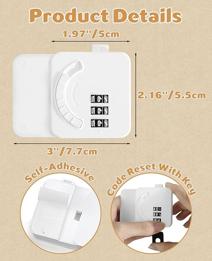 Maveek 2 Pack Child Lock for Cabinets Drawers Refrigerator Window Wardrobe Closet, Baby Proof Fridge Door Lock Childproof Combination Latch with Code Digit Password Dial (2 Pack White)
