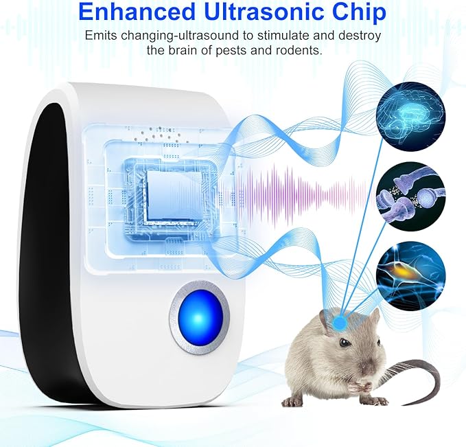 Upgraded Ultrasonic Repellent, Indoor Pest Repellent, Electronic Plug in Pest Control for Roach, Ant, Rodent, Mouse, Bugs, Mosquito, Spider Repellent for House, Garage, Warehouse (12 Packs)