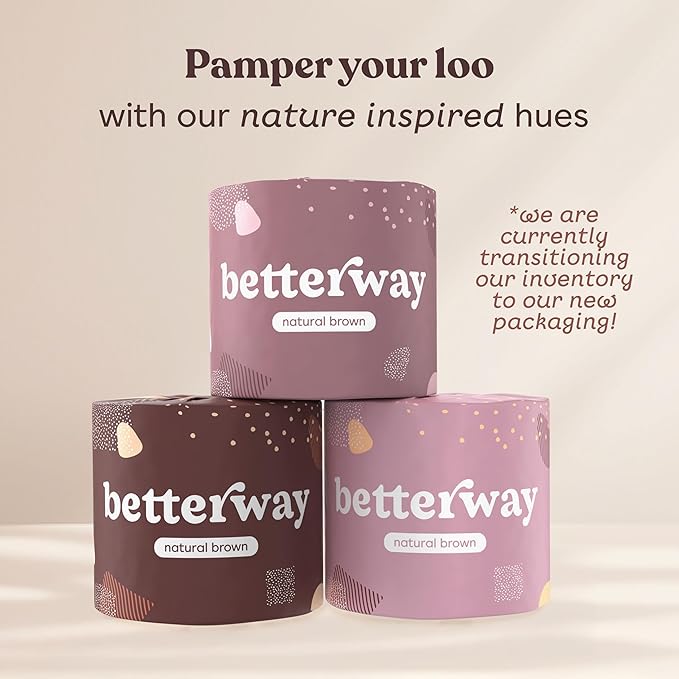 Betterway Unbleached Bamboo Toilet Paper Rolls - Eco-Friendly 3 Ply Toilet Tissue - 36 Long-Lasting Rolls - 360 Sheets/Roll - Organic, FSC Certified, Septic Safe TP - Lint-Free, PFAS-Free Bath Tissue