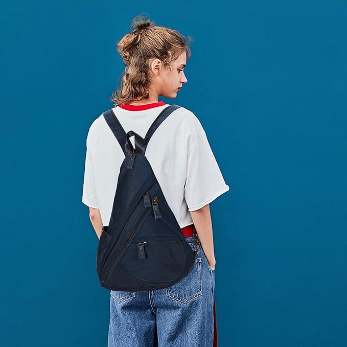 KL928 Nylon Sling Bag - Small Crossbody Backpack Shoulder Casual Daypack Multipurpose Rucksack for Men Women