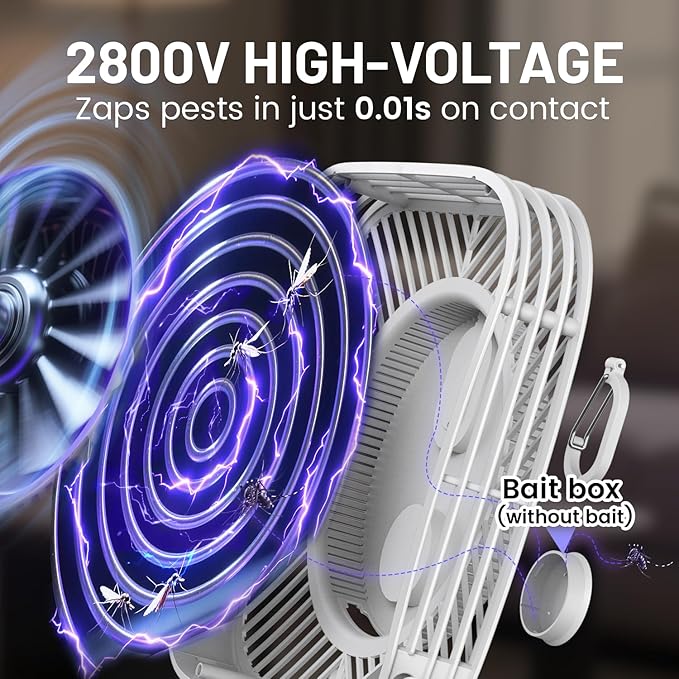 Bug Zapper Indoor–2025 Updated Mosquito Killer with Dual Wavelengths & Strong Suction Trap, 2800V High-Voltage Electric Fly Zapper for Home/Office/Backyard/Camping(USB & Adapter Included)