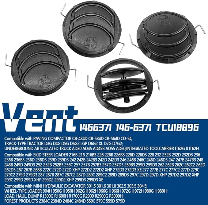 TCU18896 Vent Fit for John Deere 1420 1435 1445 1545 1565 Front Mower Caterpillar Skid Steer Loader Round Air Vent Louver Grille Replace 1466371 146-6371