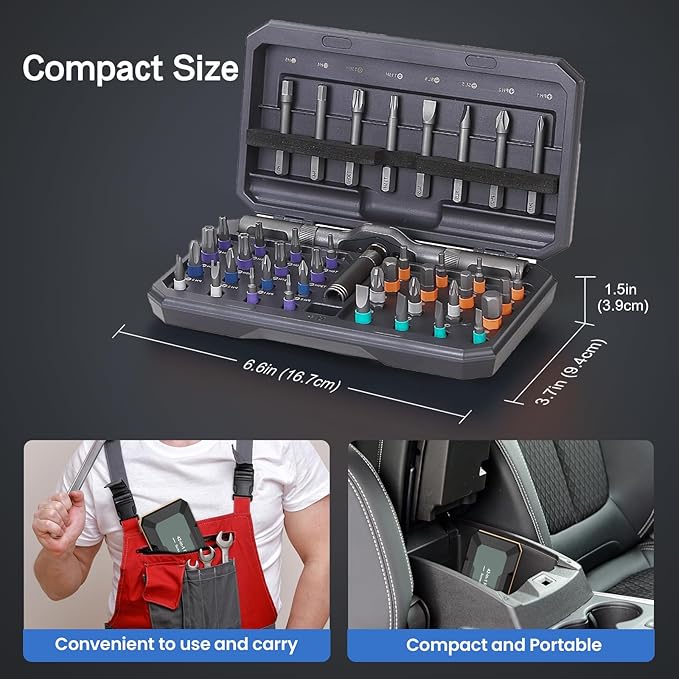 42 in 1 Magnetic Screwdriver Set, Ratchet Screwdriver Kit Precision Repair Tool with Assorted Bits Portable Screwdriver Set Ratchet Tool Kit for Electronics PC Phone Bicycle & Furniture