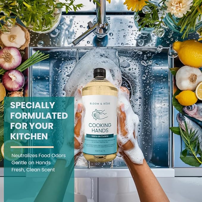 Bloom & Bōde Luxury Liquid Hand Soap Refill - Natural Scented Hand Wash - Gentle Hand Soap with Essential Oils & Aloe Vera - Moisturizing Handwash for Kitchen - Cooking Hands Scent, 33.8 fl oz