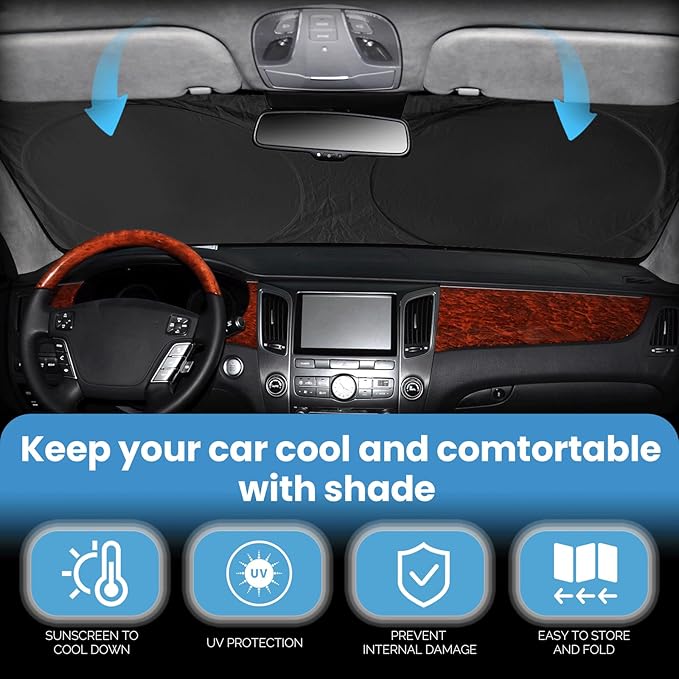 Sunshade for Chevy Corvette Windshield Sun Shade for Chevrolet Corvette C8 2020-2024 2025 2026 Grand Sport Corvettes Accessories Foldable Sun Visor Protector Front Window Shield Cover Block UV Rays