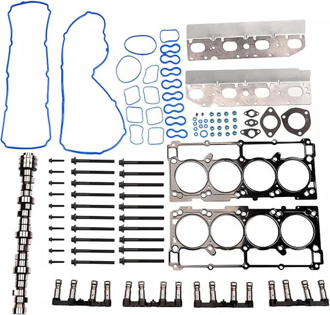 GELUOXI MDS 5.7 HEMI Lifters Camshaft Kit w/Head Gasket Set Replacement for Dodge Ram 1500 5.7L V8 2009-2015 Part# HS26423PT, 53022263AF, 53021726AD, 53021726AE
