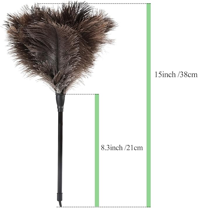 Ostrich Feather Duster 15Inch Natural Fluffy Handheld Feather Dusters for Cleaning Keyboard Home Car Office (5PCS)