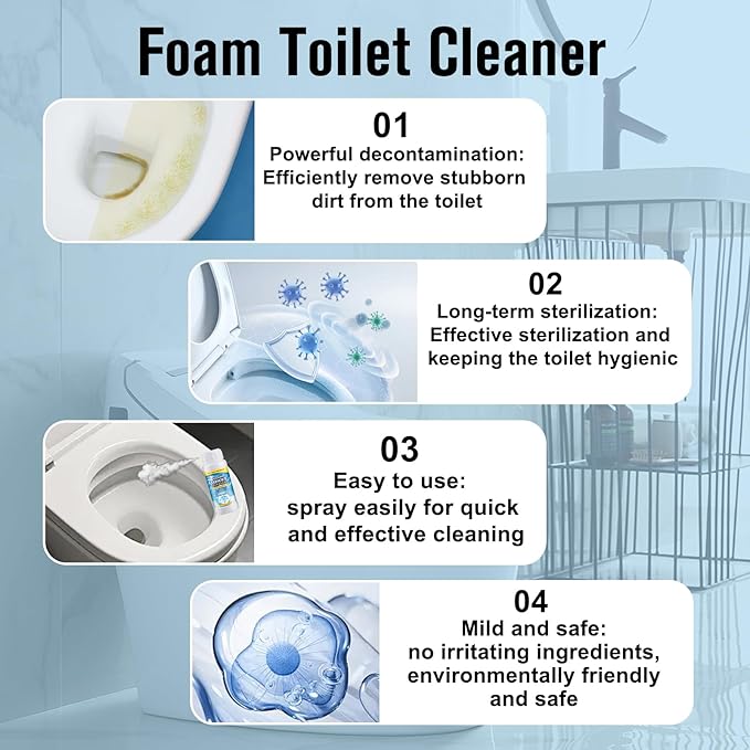 2pc Foam Toilet Cleaner,New Powerful Toilet Bowl Cleaner,Advanced Bathroom Cleaner for Home,Powerful Instant Bowl Cleaners for Toilets Squatting Pans